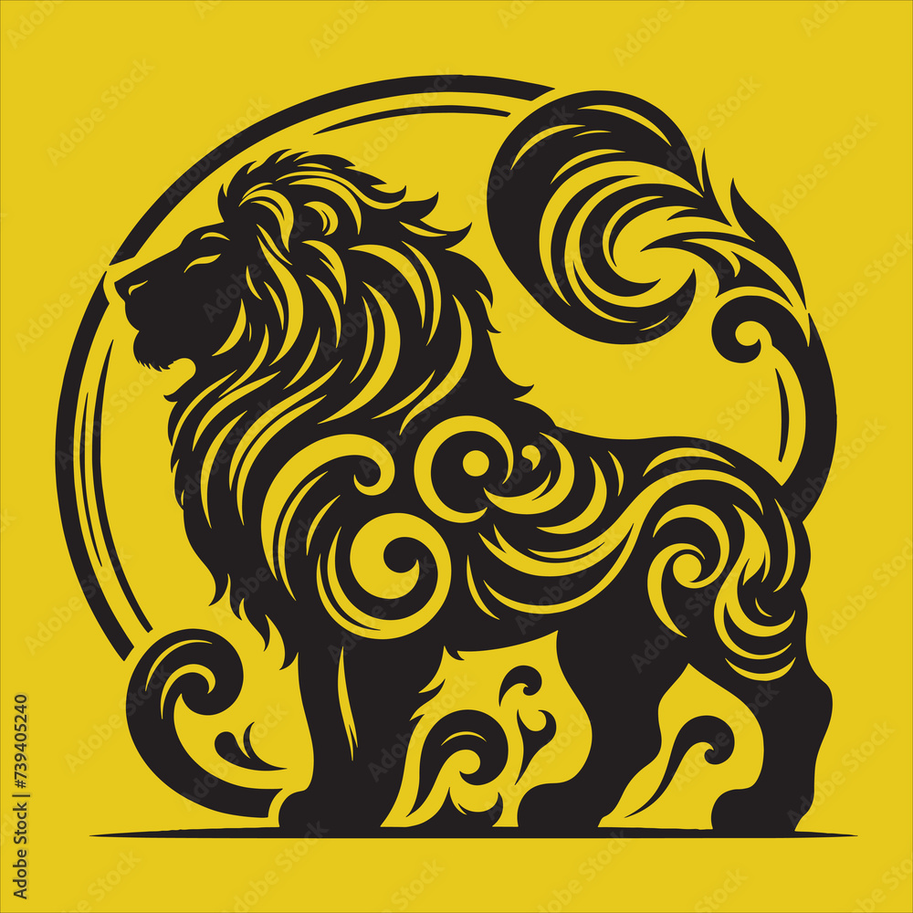 Fototapeta premium Silhouette Vector design of a Lion