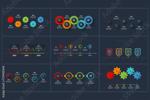 Set creative concept for infographic with 3, 4, 5 steps, parts or processes. Template for web on a background.