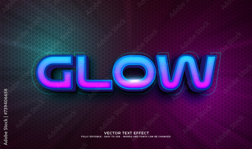 Vector text glow with 3d style effect