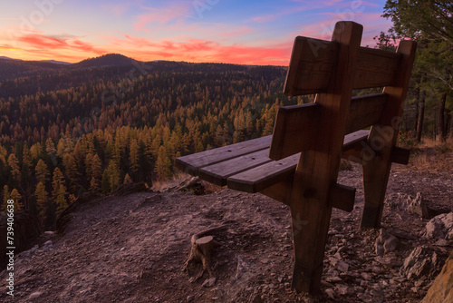  Bench With Mountain Views Sunset photo