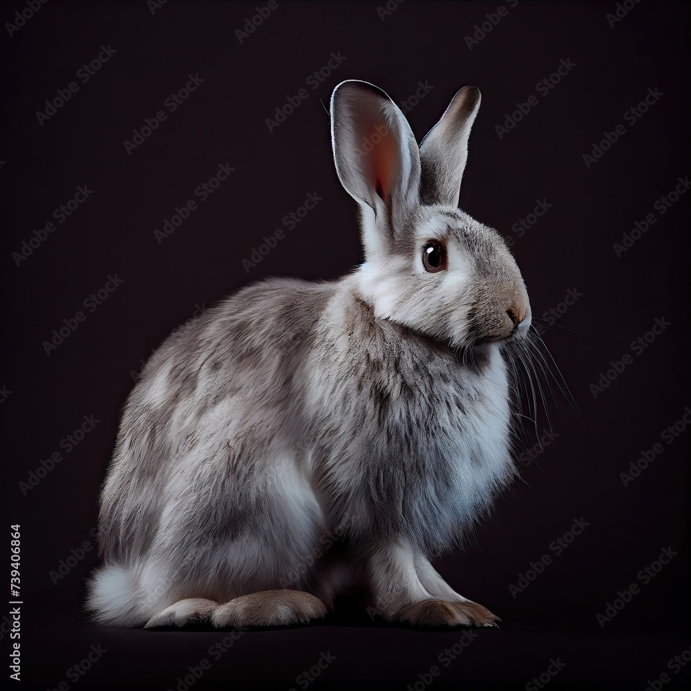 Obraz premium Elegant Snowshoe Hare Portrait in Studio Setting