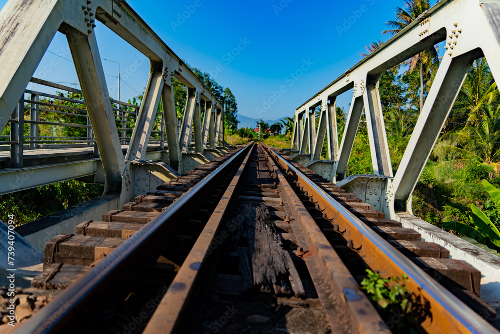 Railway bridge.
The railway in Vietnam. A suburb of Nha Trang, a rural area.