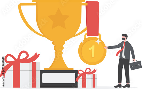 Illustration of the concept of winning a prize for a champion.

