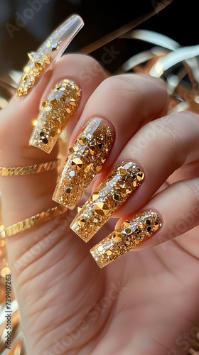 gold art nail