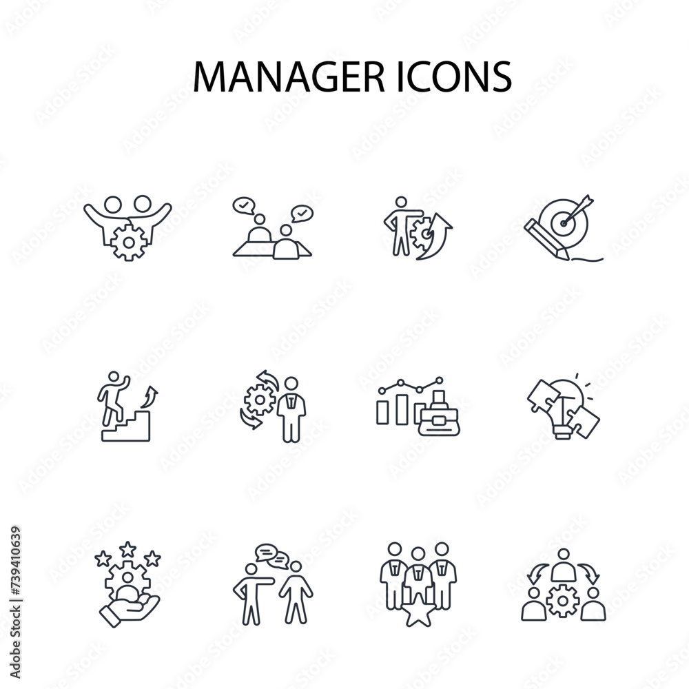 Manager icon set.vector.Editable stroke.linear style sign for use web design,logo.Symbol illustration.