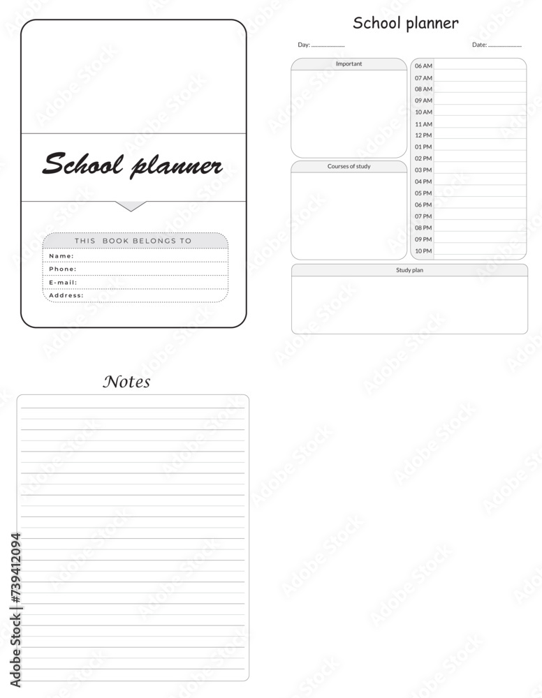 Editable School planner Kdp Interior printable template Design. Editable School planner Kdp Interior printable template Design.