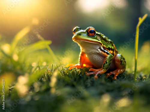 frog on the grass generative ai © Mahesh Shrigani