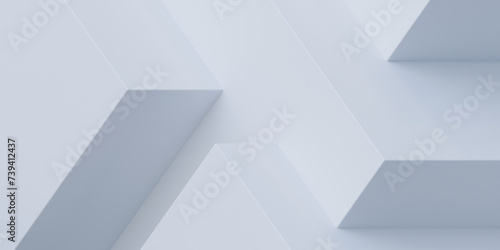 Abstract isometric white background. 3d Rendering. Minimal cubic pattern