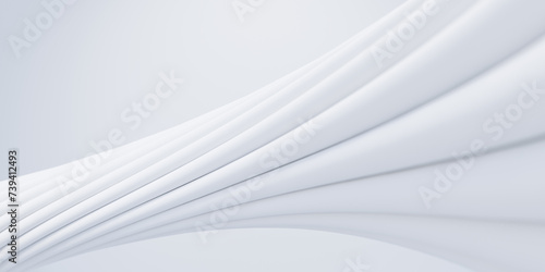Abstract white twisted geometric shape. Modern soft background. 3d rendering