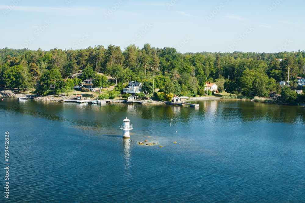 View to Stockholm archipelago in Baltic sea. Summer morning. View to Stockholm archipelago in Baltic sea. Summer morning.