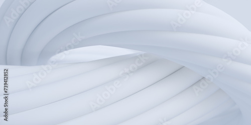 Abstract white twisted geometric shape. Modern soft background. 3d rendering