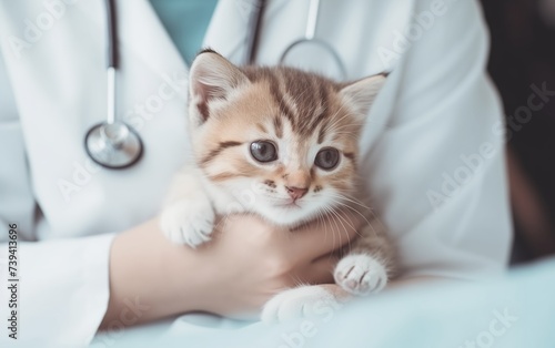 young doctor veterinarian examining a kitten  © say_hope
