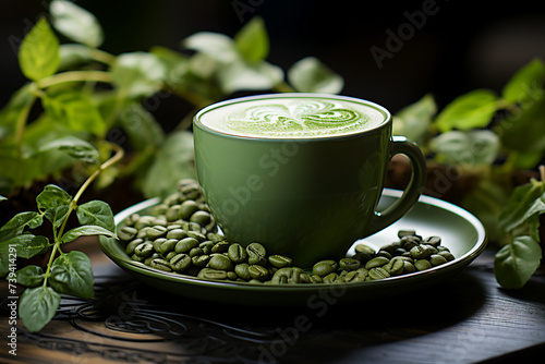 Created with generative AI modern technology image of roasted aromatic cafe beans for delicious drink