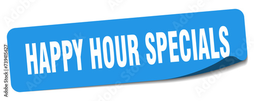 happy hour specials sticker. happy hour specials label