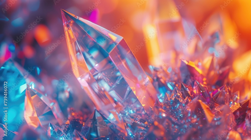 Shimmering crystals in a spectrum of colors under dynamic lighting, creating a vivid and enchanting visual effect.
Shimmering crystals in a spectrum of colors under dynamic lighting, creating a vivid and enchanting visual effect.