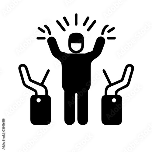 Vector Illustration: Embracing Freedom with Hands Held High