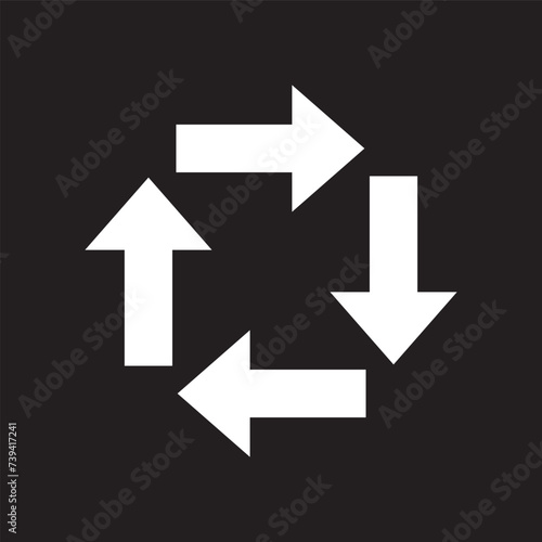 Arrows in different directions icon vector. Four Arrows icon sign symbol vector. Recycling vector icon illustration isolated on white background. EPS 10