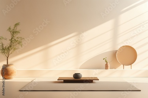 Interior design of modern room. 3D rendering. minimalist interior. calming indoor. modern interior. room of meditation.