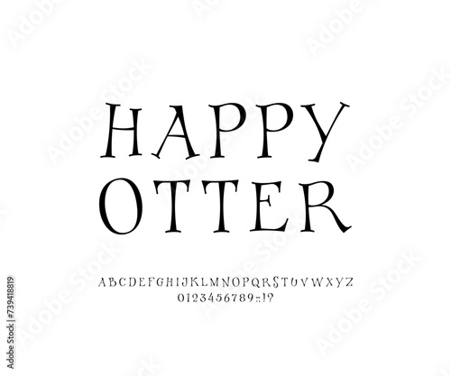 Funny alphabet, fantasy font made wonderland style, magical letters and numerals, vector illustration 10EPS