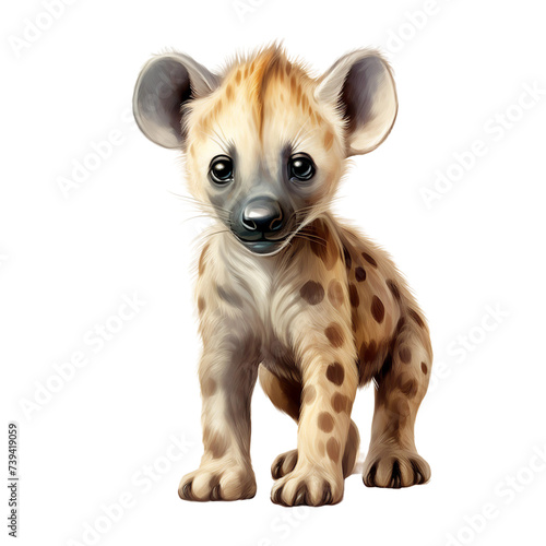 Baby Hyena Watercolor Illustration Transparent Background