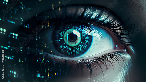 Close-up of human eye for surveillance and digital ID verification