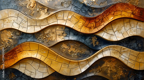 Embossed Wave Shape: A Modern Abstract Canvas Art with Textured Elegance