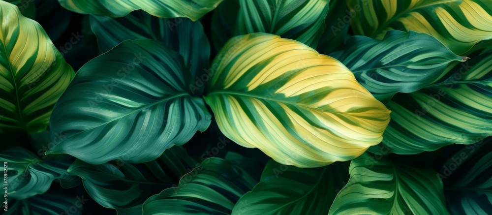 Lush and Vibrant Botanical Foliage in Shades of Green and Yellow for Natural Background Design Lush and Vibrant Botanical Foliage in Shades of Green and Yellow for Natural Background Design