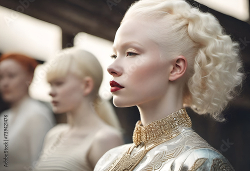 albinism people on minimal background and style for awareness 