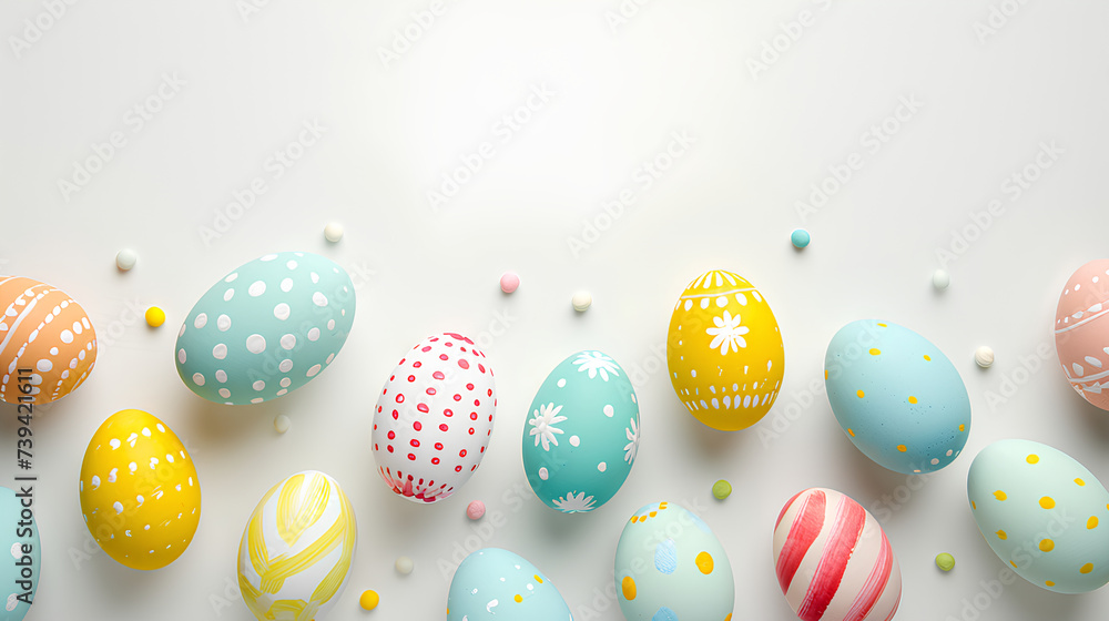 Happy Easter holiday background, easter egg, bunny, tulip, Easter border frame banner decoration