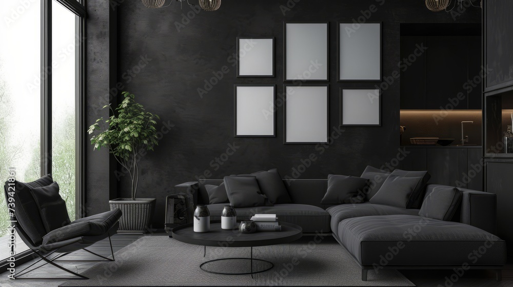 modern black living room