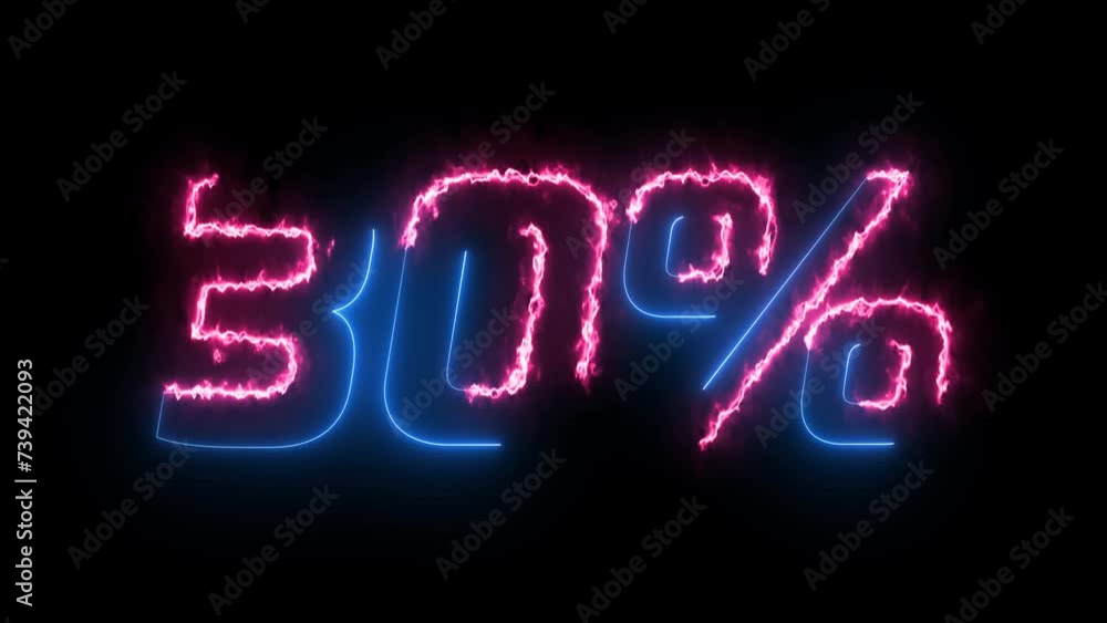 30 percent neon sign in rainbow colours, loop animation 30 percent neon sign in rainbow colours, loop animation