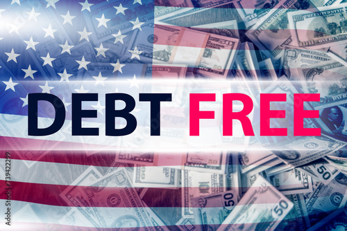 Debt free logo. USA flag wi...