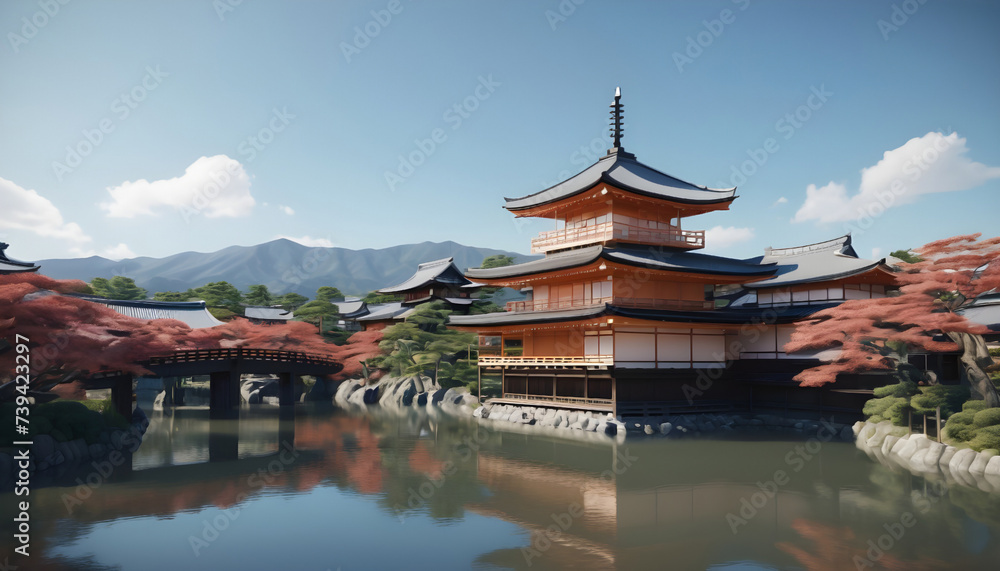 Fototapeta premium Kiyomizu dera Temple in Kyoto, Japan. Generative AI