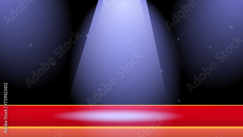 vector Illustration of a theater red carpet with spotlights