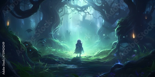 Discovering an Enchanted Grove: An Apprentice Druid's Mystical Quest. Concept Adventure, Nature, Fantasy, Magic, Exploration
