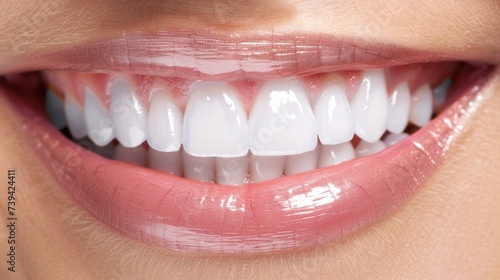 Close-Up Photo Of Smile With Perfect Healthy White Teeth 