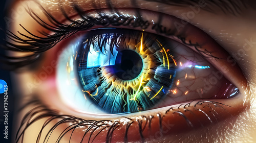 Close-up of human eye for surveillance and digital ID verification