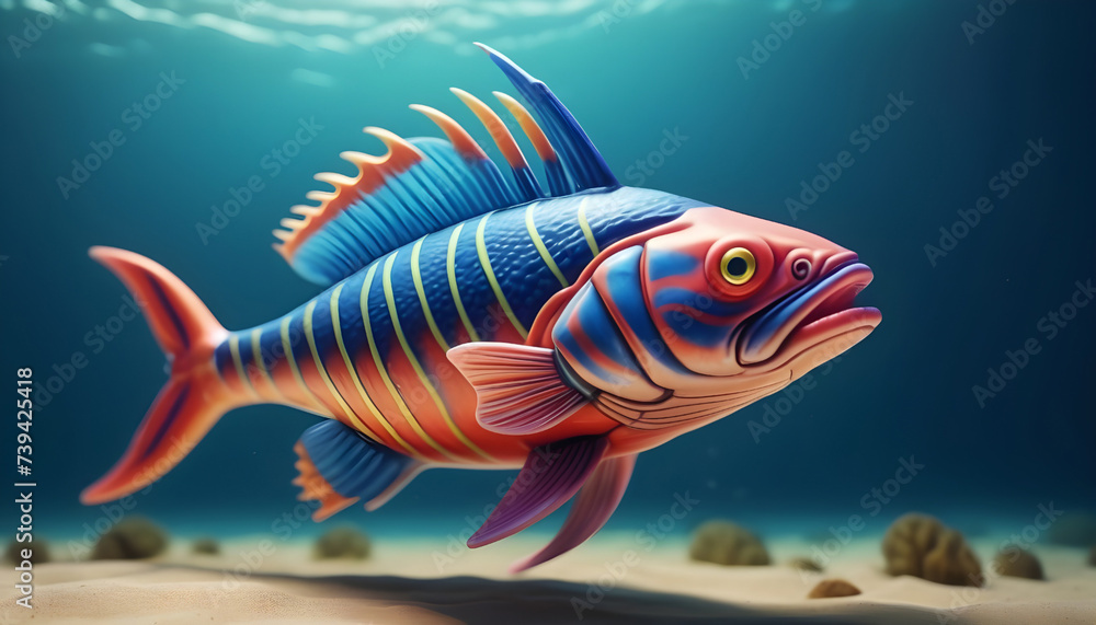 Tropical fish swimming in the sea. 3d illustration. Generative AI Tropical fish swimming in the sea. 3d illustration. Generative AI