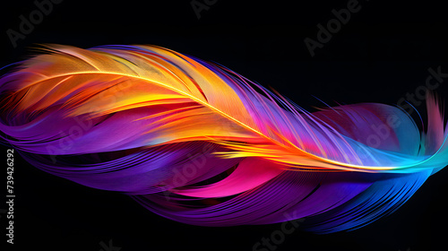 Colorful feathers on a black background. © Jharna
