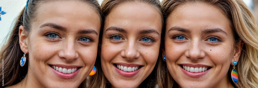 close up portrait of three lesbian friends close up portrait of three lesbian friends