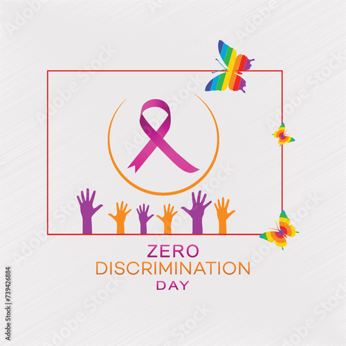 Zero Discrimination Day poster | with. rainbow, butterflies. Colorful, typography, and. symbol, vector graphic of zero discrimination day | 1 March Social Media Post | Zero, Discrimination, Day, post,