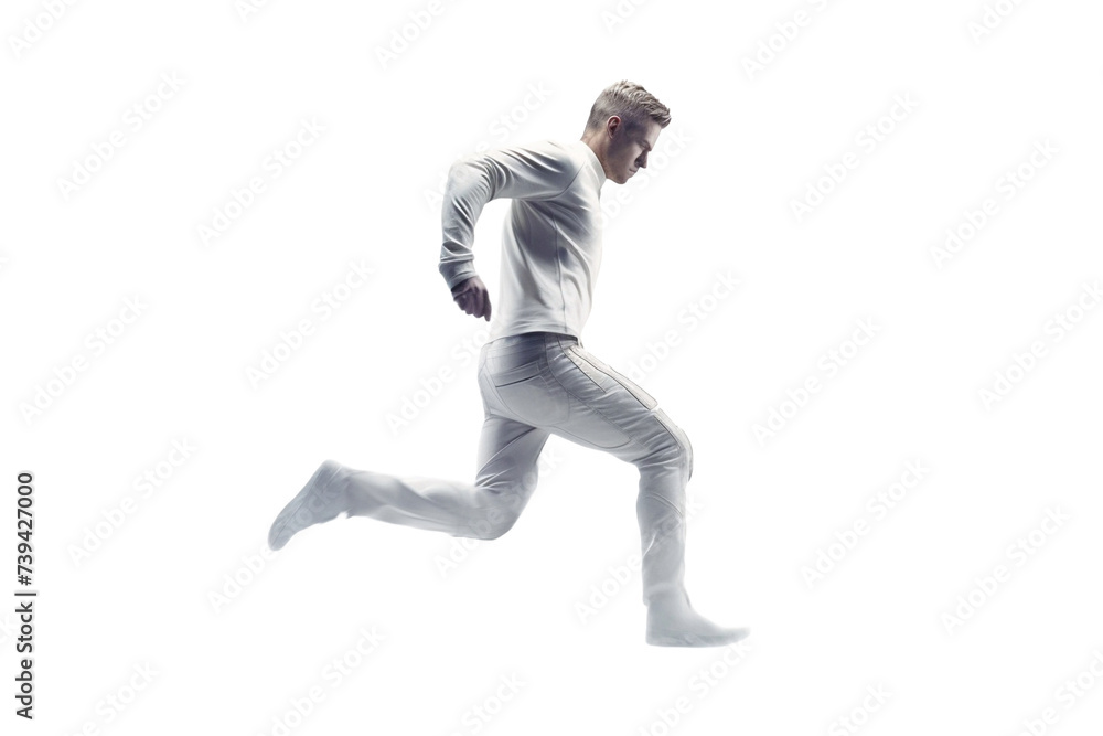 person in motion, running person isolated on transparent background - Generative AI person in motion, running person isolated on transparent background - Generative AI