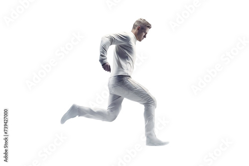 person in motion, running person isolated on transparent background - Generative AI	