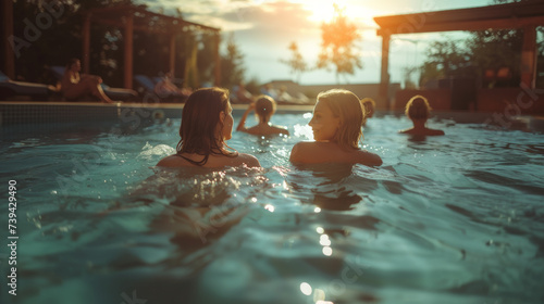 Group Of Friends Enjoying Summer Time In The Pool