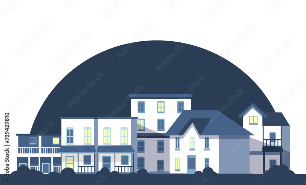 Vector building skyline bakground illustration of building and house