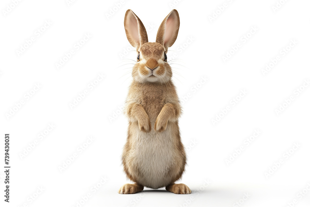 Obraz premium front view brown bunny isolated on white background