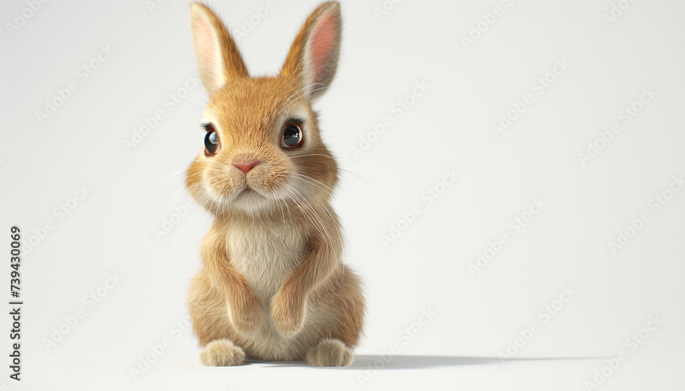 Fototapeta premium front view brown bunny isolated on white background