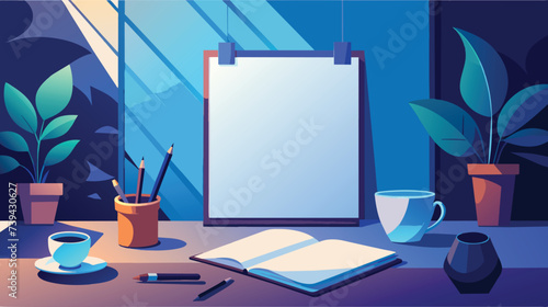 Serene Home Office Desk Setup at Twilight