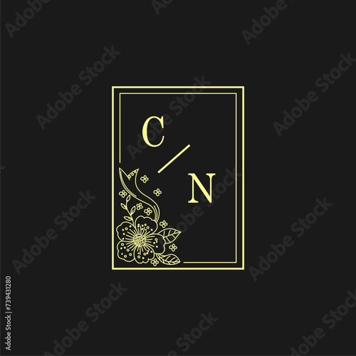 CN Initials Wedding Logo, Wedding Monogram, Luxury Wedding Logo