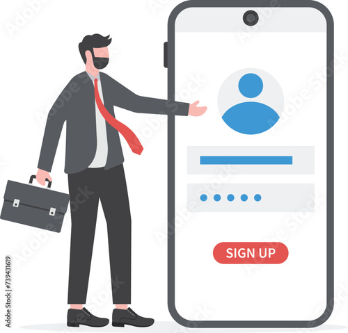 Collection of online registration, sign up, user interface. Vector illustrations for UI, app

